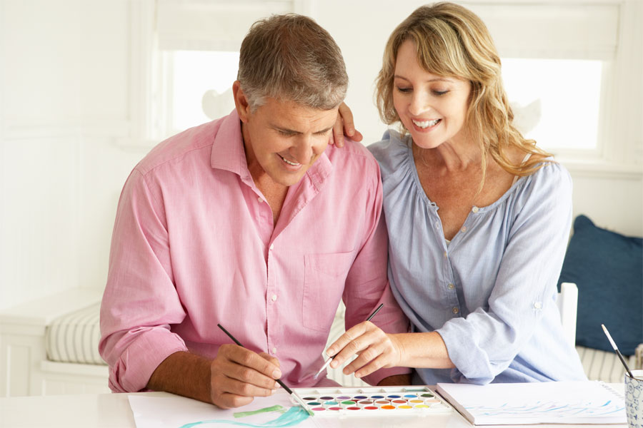 Couple Painting Watercolors