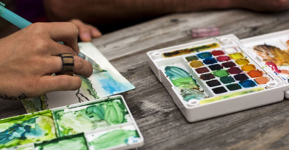 watercoloring-on-wood-table